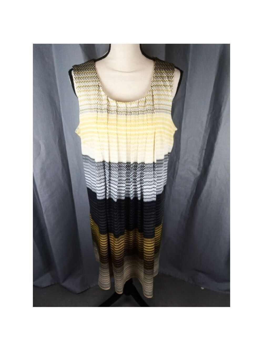 Women's Perceptions New York XL Yellow Black White Dress